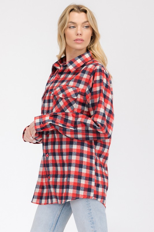 Women's Boyfriend Long Sleeve Flannel Shirt