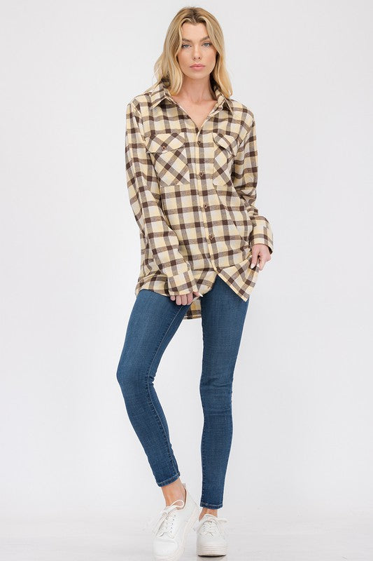 Women's Boyfriend Long Sleeve Flannel Shirt