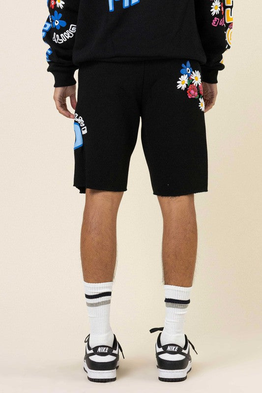 Men's Flower Puff Print Short