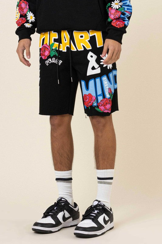 Men's Flower Puff Print Short