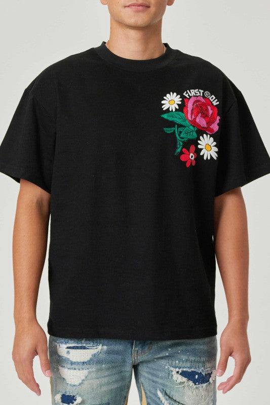 FLOWER EMBO/PUFF TEE