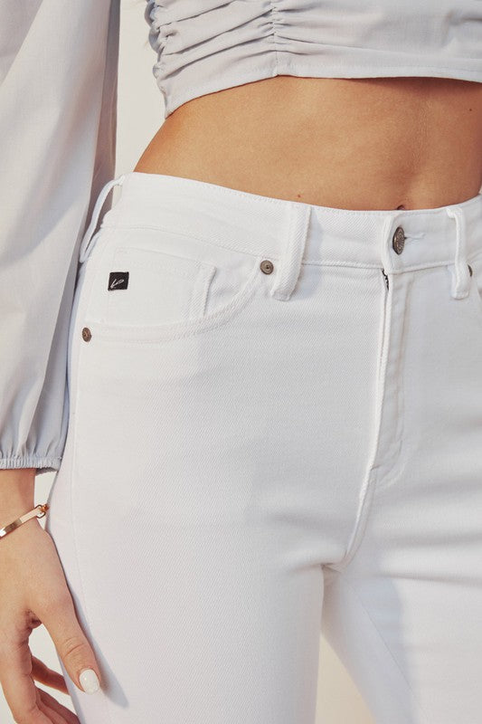 High Rise Ankle Skinny White Jeans-KC8604WT