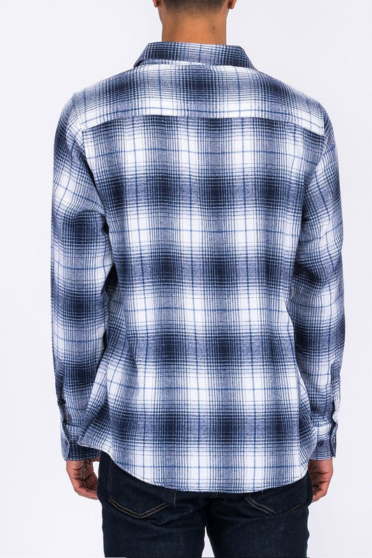 Men's Regular Fit Checker Plaid Flannel Long Sleeve Shirt