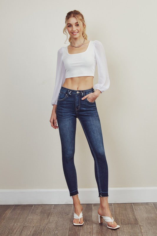 High Rise Ankle Skinny Jeans Pants-KC2510D