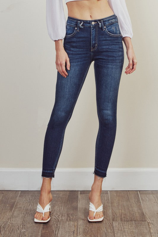 High Rise Ankle Skinny Jeans Pants-KC2510D