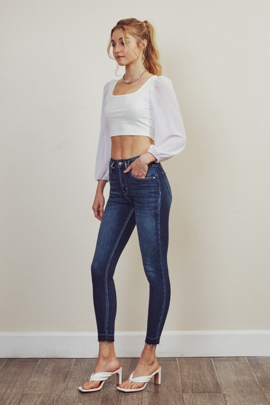 High Rise Ankle Skinny Jeans Pants-KC2510D