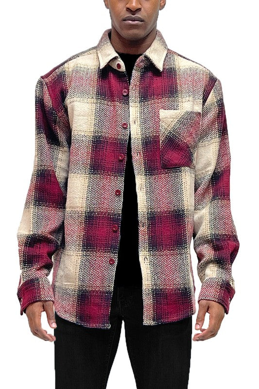 Men's Flannel Shirt Jacket Checkered Plaid Shacket