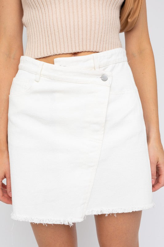 WHITE DENIM MINI SKIRT