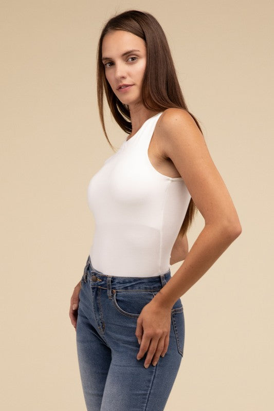 Boat Neck Sleeveless Padded Bodysuit