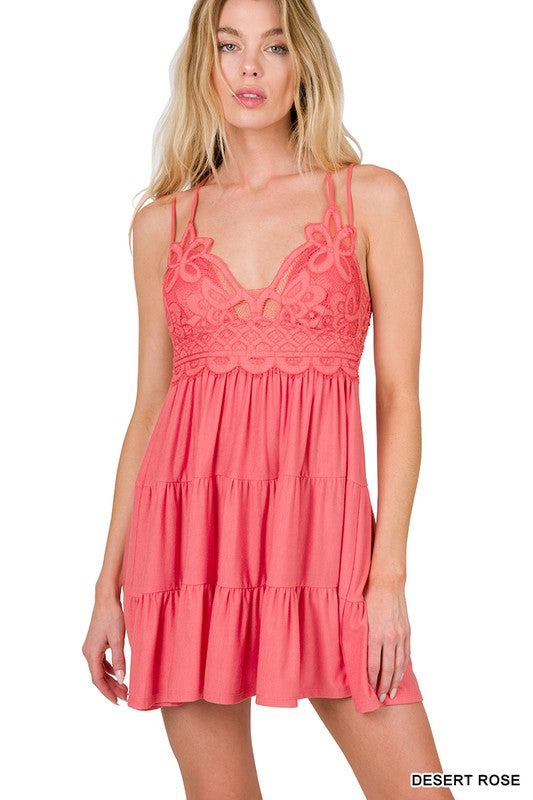 CROCHET LACE RUFFLE CAMI