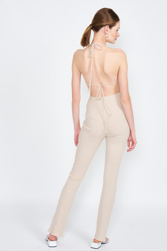 HALTER NECK JUMPSUIT WITH OPEN BACK