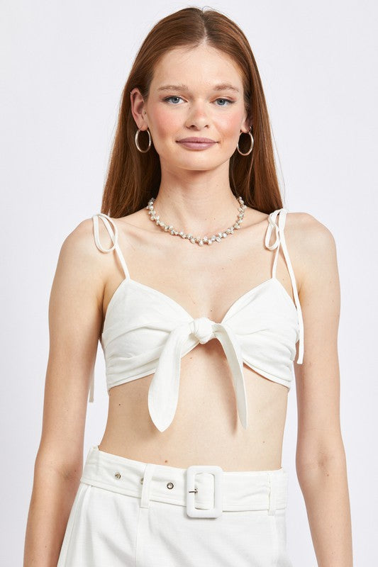 Tie Front Spaghetti Strap Cropped Top