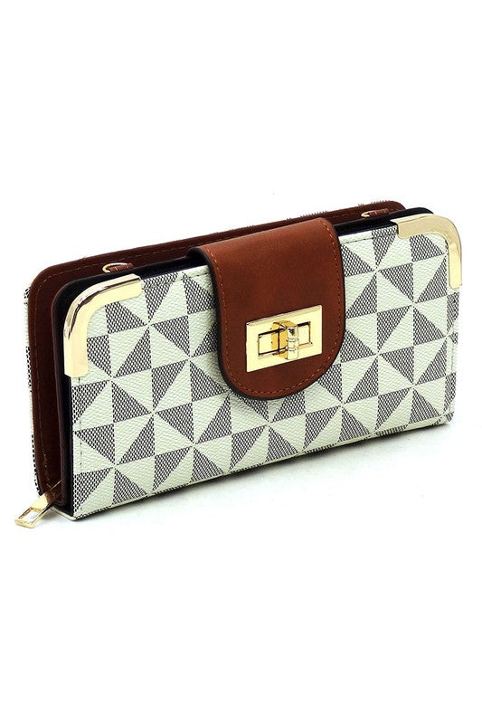 Monogram Turn Lock Crossbody Wallet