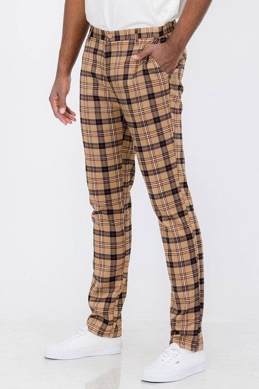 Weiv Mens Plaid Trouser Pants