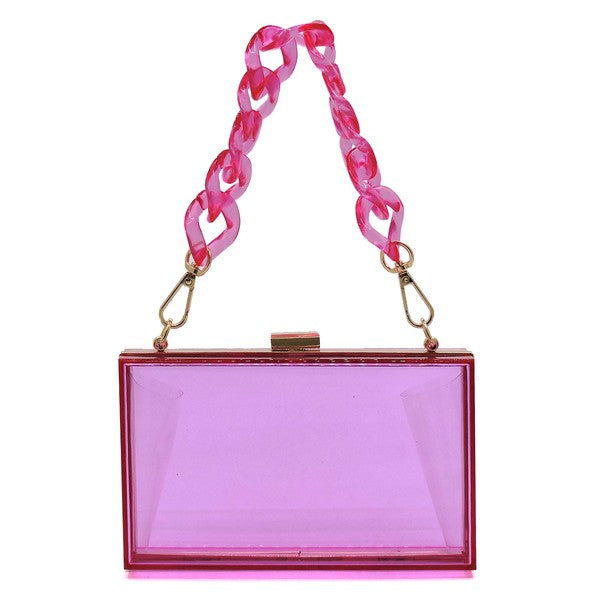 Acrylic Chain Handle See Thru Crossbody Clutch