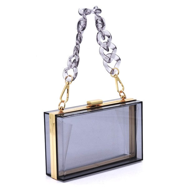 Acrylic Chain Handle See Thru Crossbody Clutch