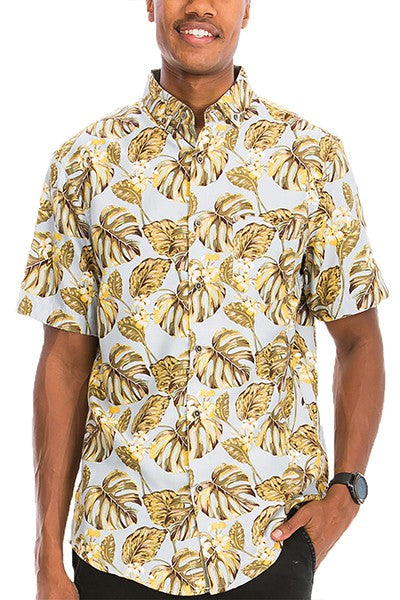 Men's Hawaiian Print Button Down Shirt