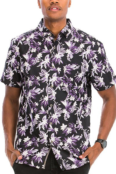 Men's Hawaiian Print Button Down Shirt