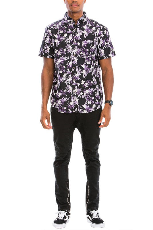 Men's Hawaiian Print Button Down Shirt