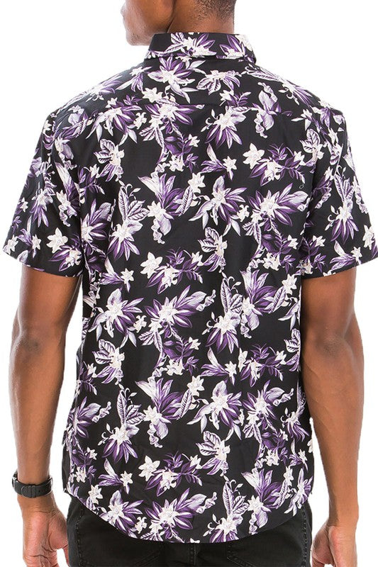 Men's Hawaiian Print Button Down Shirt