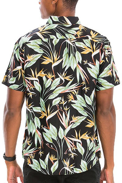 Men's Hawaiian Print Button Down Shirt