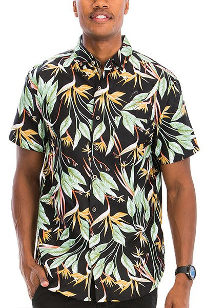 Men's Hawaiian Print Button Down Shirt