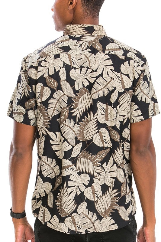 Men's Hawaiian Print Button Down Shirt