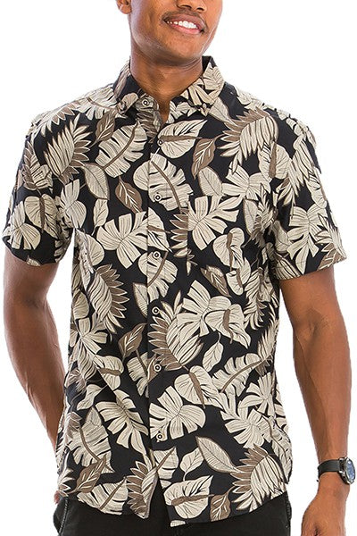 Men's Hawaiian Print Button Down Shirt