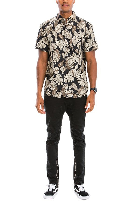 Men's Hawaiian Print Button Down Shirt