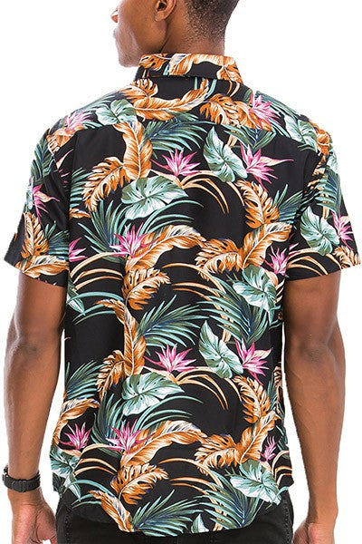 Men's Hawaiian Print Button Down Shirt