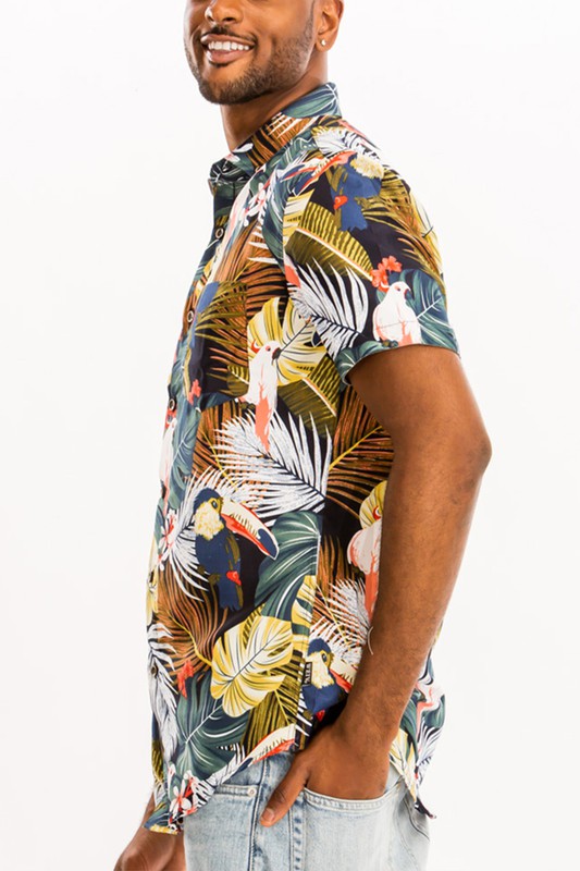 Men's Hawaiian Print Button Down Shirt