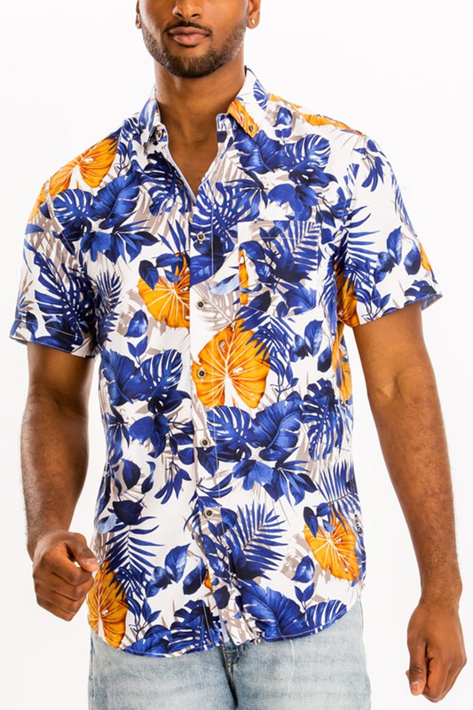 Men's Hawaiian Print Button Down Shirt