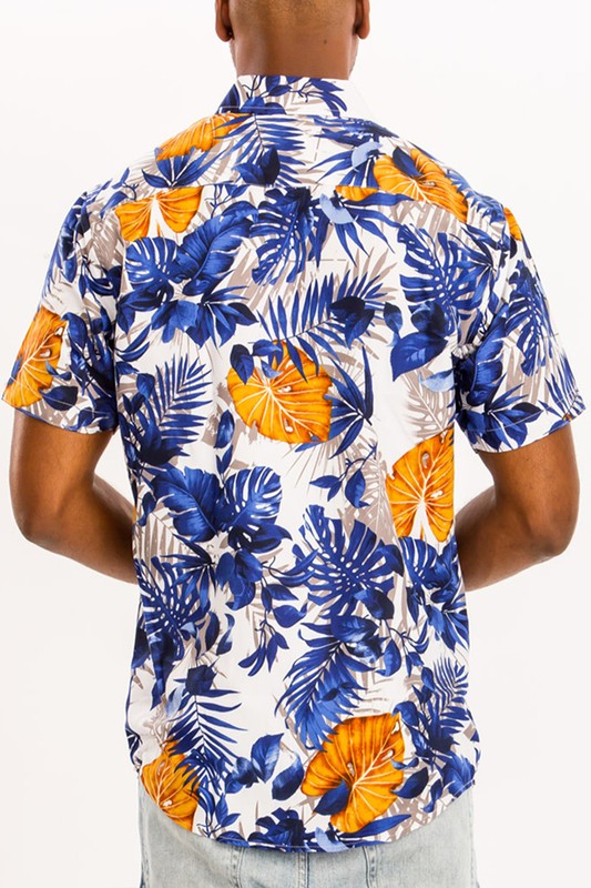 Men's Hawaiian Print Button Down Shirt