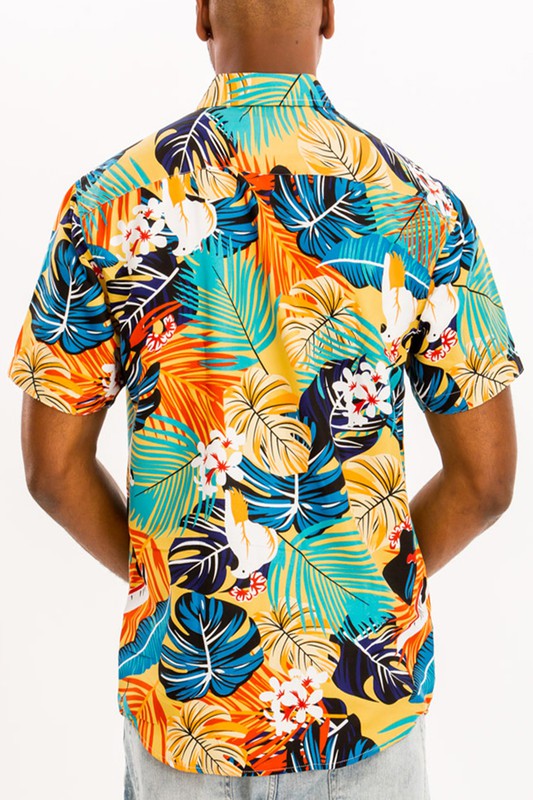 Men's Hawaiian Print Button Down Shirt