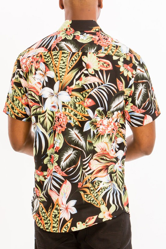 Men's Hawaiian Print Button Down Shirt