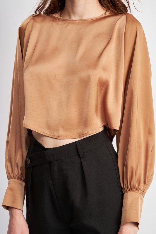 LONG SLEEVE SATIN BLOUSE