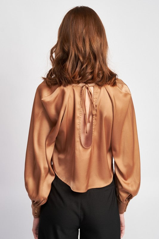 LONG SLEEVE SATIN BLOUSE