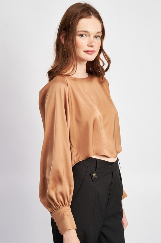 LONG SLEEVE SATIN BLOUSE