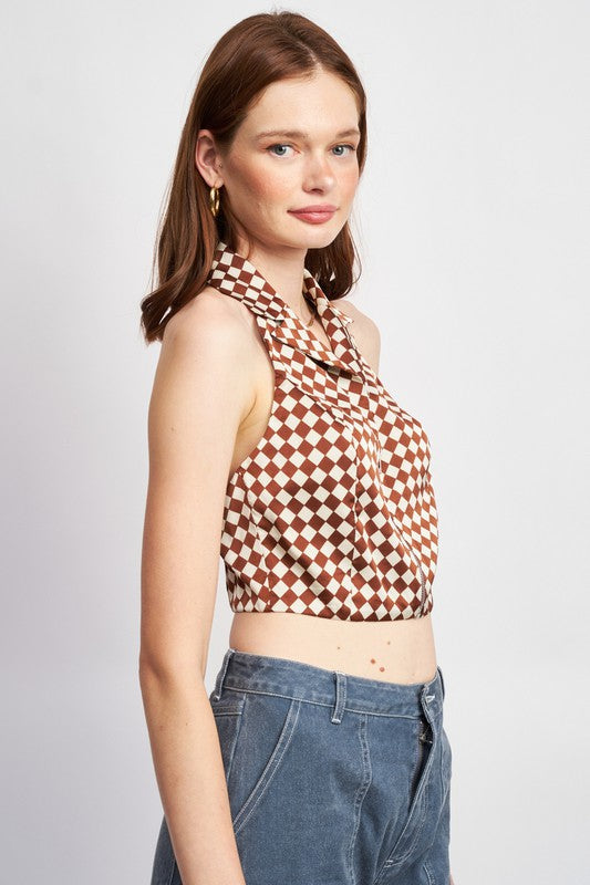 Zip Front Halter Neck Crop Top