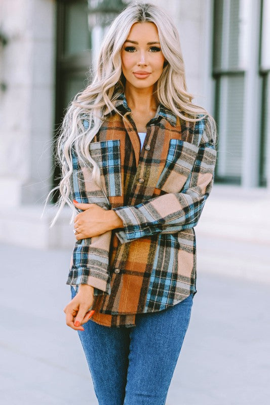 Brown Boyfriend Plaid Print Shirt