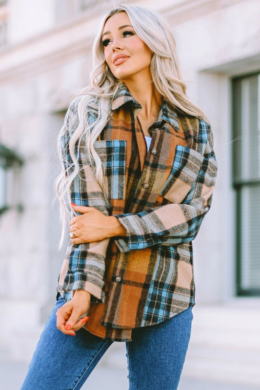 Brown Boyfriend Plaid Print Shirt