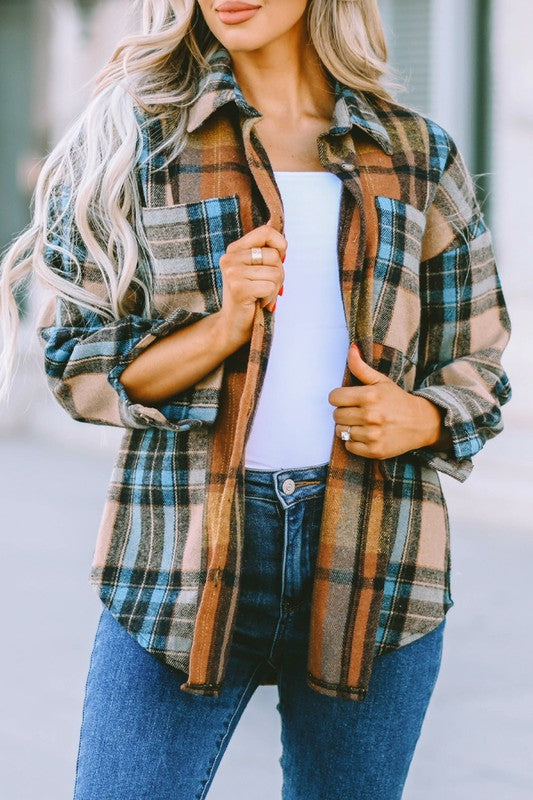 Brown Boyfriend Plaid Print Shirt