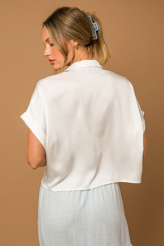 SATIN BOXY BUTTON DOWN BLOUSE