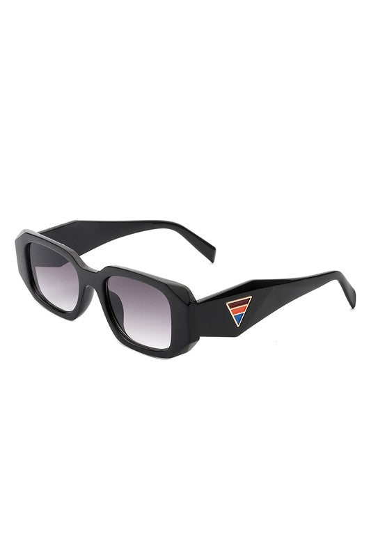 Rectangular Geometric Narrow Slim Retro Sunglasses