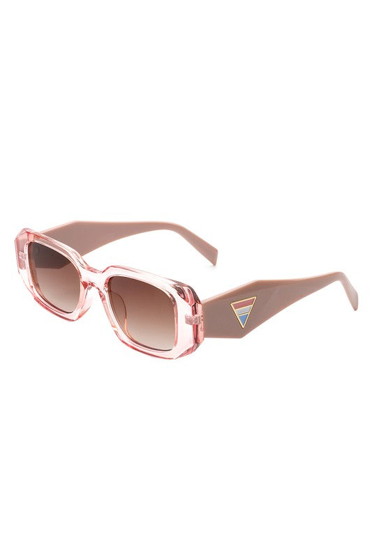 Rectangular Geometric Narrow Slim Retro Sunglasses