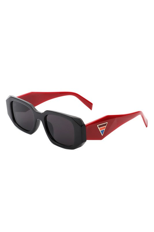 Rectangular Geometric Narrow Slim Retro Sunglasses