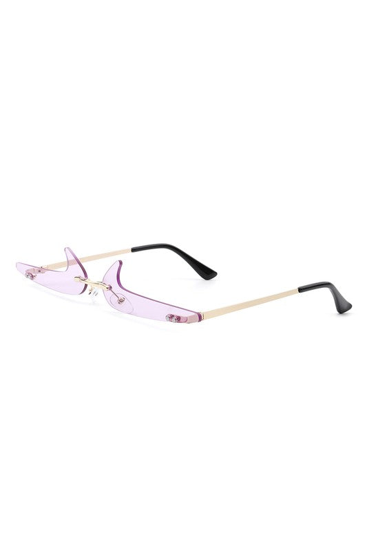 Rimless Decorative Narrow Checkmark Slim Glasses