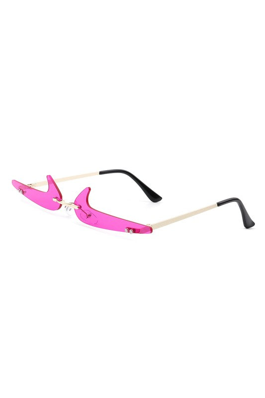 Rimless Decorative Narrow Checkmark Slim Glasses