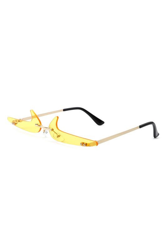 Rimless Decorative Narrow Checkmark Slim Glasses