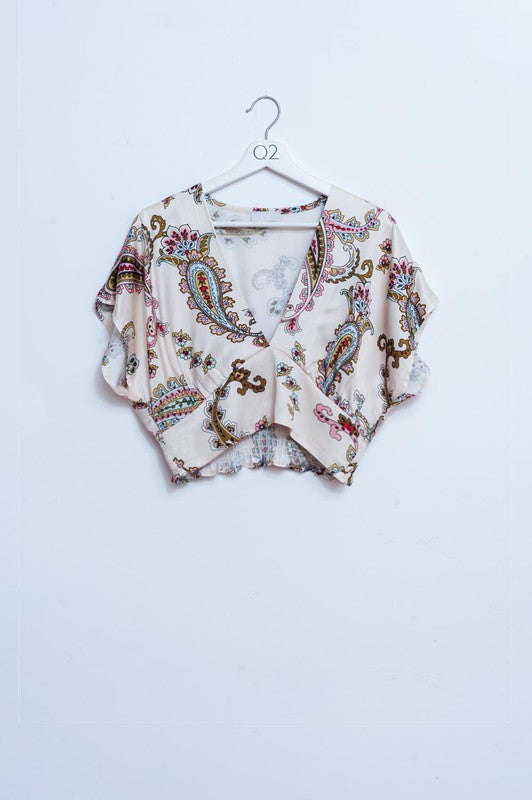 CROP TOP WITH PAISLEY PRINT